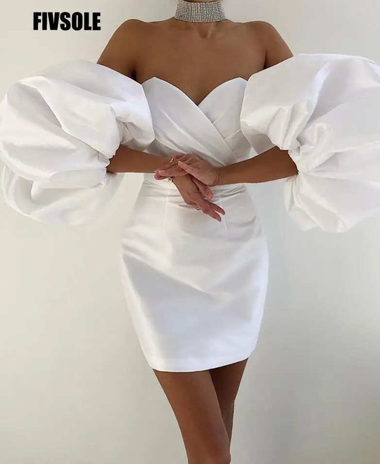 Top Trends: Fivsole 2021 New Short Puff Sleeves Wedding Dresses For Bridal Gowns Sweetheart Pleat Satin Princess Wedding Party Dress Zipper Shoppable Styles