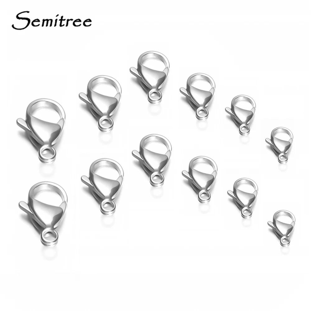 Top Trends: Semitree 50Pcs / Lot Stainless Steel 9 / 10 / 11 / 12 / 13 / 15mm Lobster Clasps Hooks Connector For DIY Jewelry Findings Materials Supplies Shoppable Styles