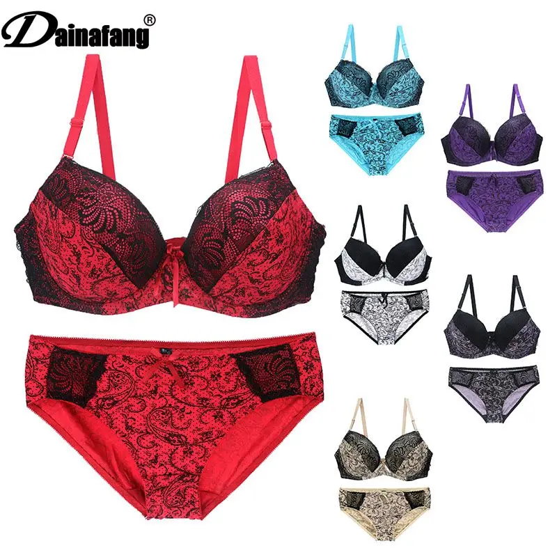 Top Trends: New Sexy Lace Shoulder Strap Bras Set Ladies Push Up Large Size Lingerie Plus Underwire BCDE Cup Underwear Shoppable Styles