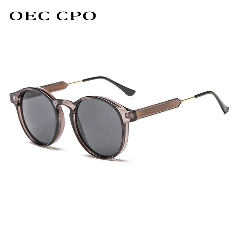 Top Trends: OEC CPO Male Classic Round Sunglasses Men Retro Grey Frame SunGlasses Women Brand Design Gold Alloy Leg Unisex UV400 O130 Shoppable Styles