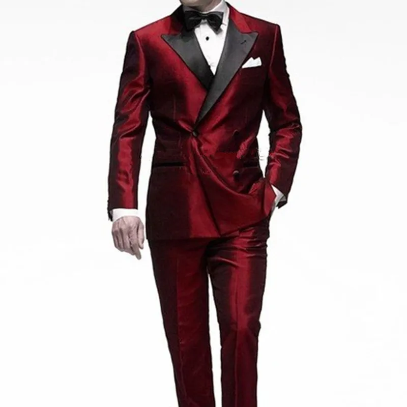 Top Trends: 2023 New Dark Red Men Suits Groom Best Man Suit Stage Wear Blazer (Jacket+ Pants) Groomsmen Wedding Party Dinner Male Suit Shoppable Styles