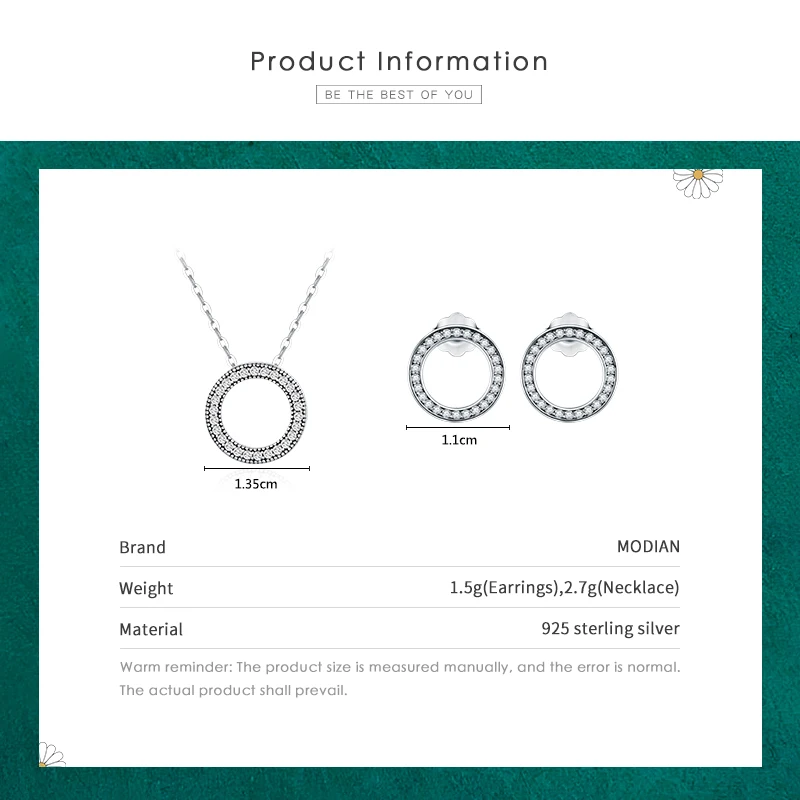 Top Trends: Modian Classic Circle Sparkling CZ Stud Earrings 925 Sterling Silver Heart Romanti Jewelry Sets For Women Fine Necklace Pendant Shoppable Styles - Image 2