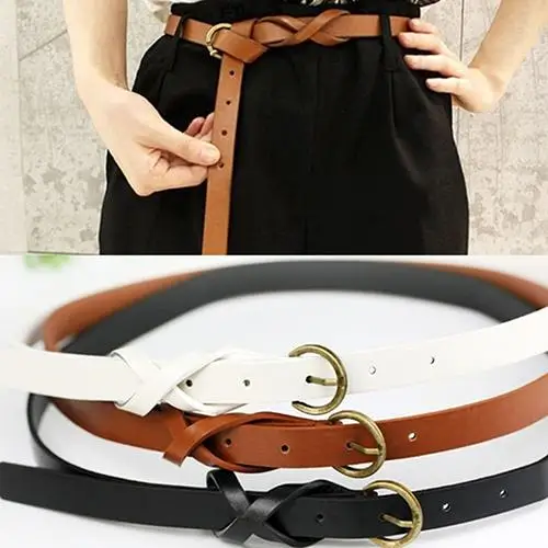 Top Trends: Women's Vintage Casual Simple Thin Waist Belt Faux Leather Metal Buckle Skinny Belt Shoppable Styles