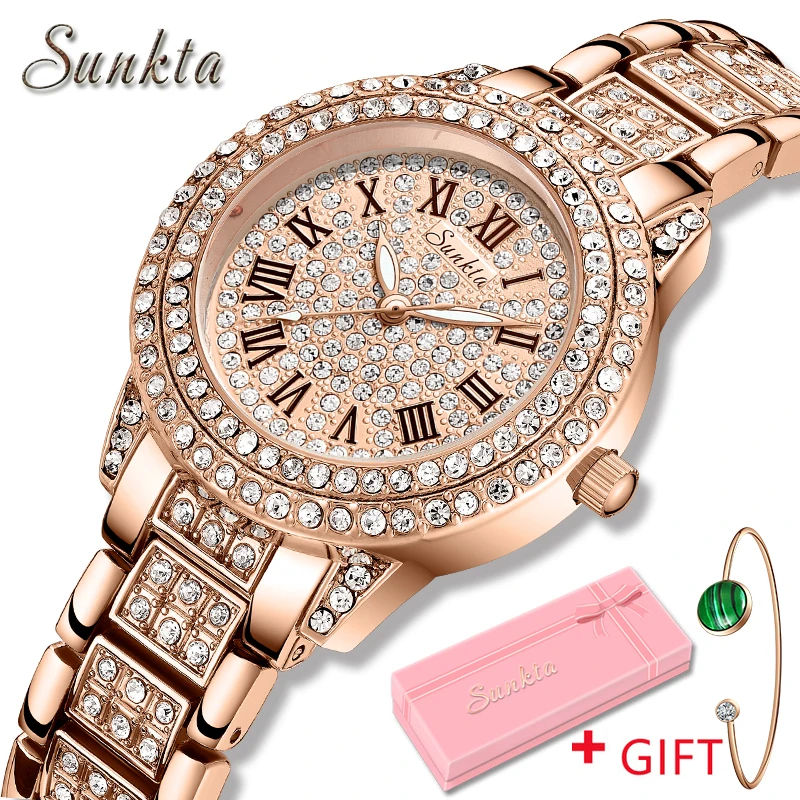 Top Trends: Sunkta Women Watches Classic Roman Numbers Quartz Watch Woman Fashion Casual Bling Ladies Watch Waterproof Luminous Reloj Mujer Shoppable Styles