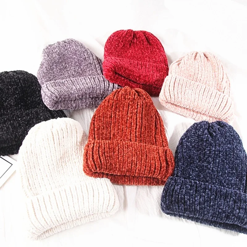 Top Trends: New Girl Casual Cotton Thick Warm Knitting Beanies Cap Winter Lady Women Chenille Warm Hat Knitted Skullies Gorros Shoppable Styles - Image 2