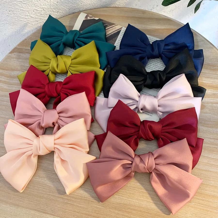 Top Trends: New Fashion Girls Hair Clip Big Bows Hair Ribbon Trendy Ladies Satin Hair Clip Girl Ponytail Cute Barrette Hair Accessories Shoppable Styles