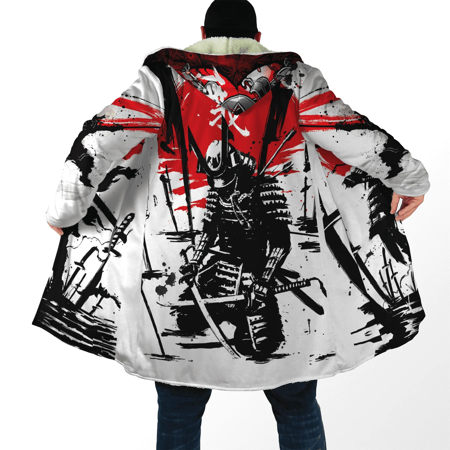 Top Trends: 2021 Winter Mens Hooded Cloak Samurai Oni Mask Tattoo 3D Printing Fleece Wind Breaker Unisex Casual Thick Warm Hood Cloak PF18 Shoppable Styles - Image 3