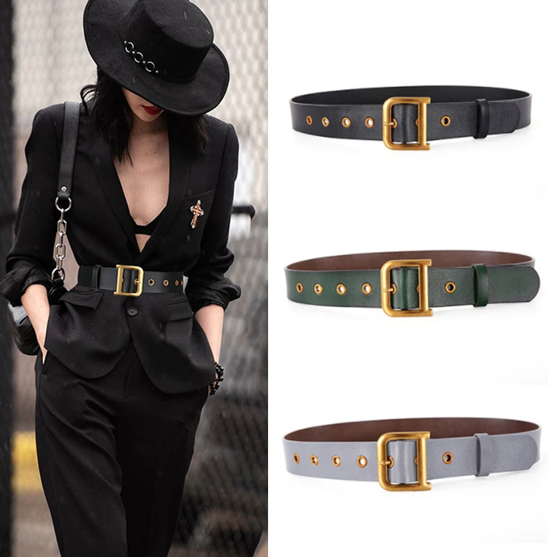 Top Trends: Designer Belts For Women High Quality Luxury Brand Real Leather Jeans Belt Gold D Buckle Plus Size Waistband Black Corset Shoppable Styles