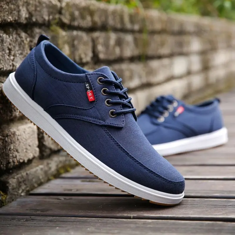 Top Trends: Slip Resistant Shoes For Men Navy Blue Sneakers Teen Boys Casual Lace Up Canvas Sneakers Cheap Student Shoes Comfortable Shoppable Styles