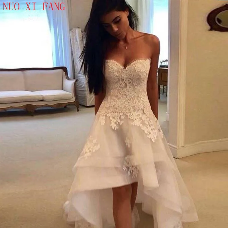 Top Trends: Vintage Lace Appliques Cheap Sexy Wedding Dresses 2022 High Low Party Dress Vestido De Noiva Bridal Wedding Gowns Robe De Mariee Shoppable Styles