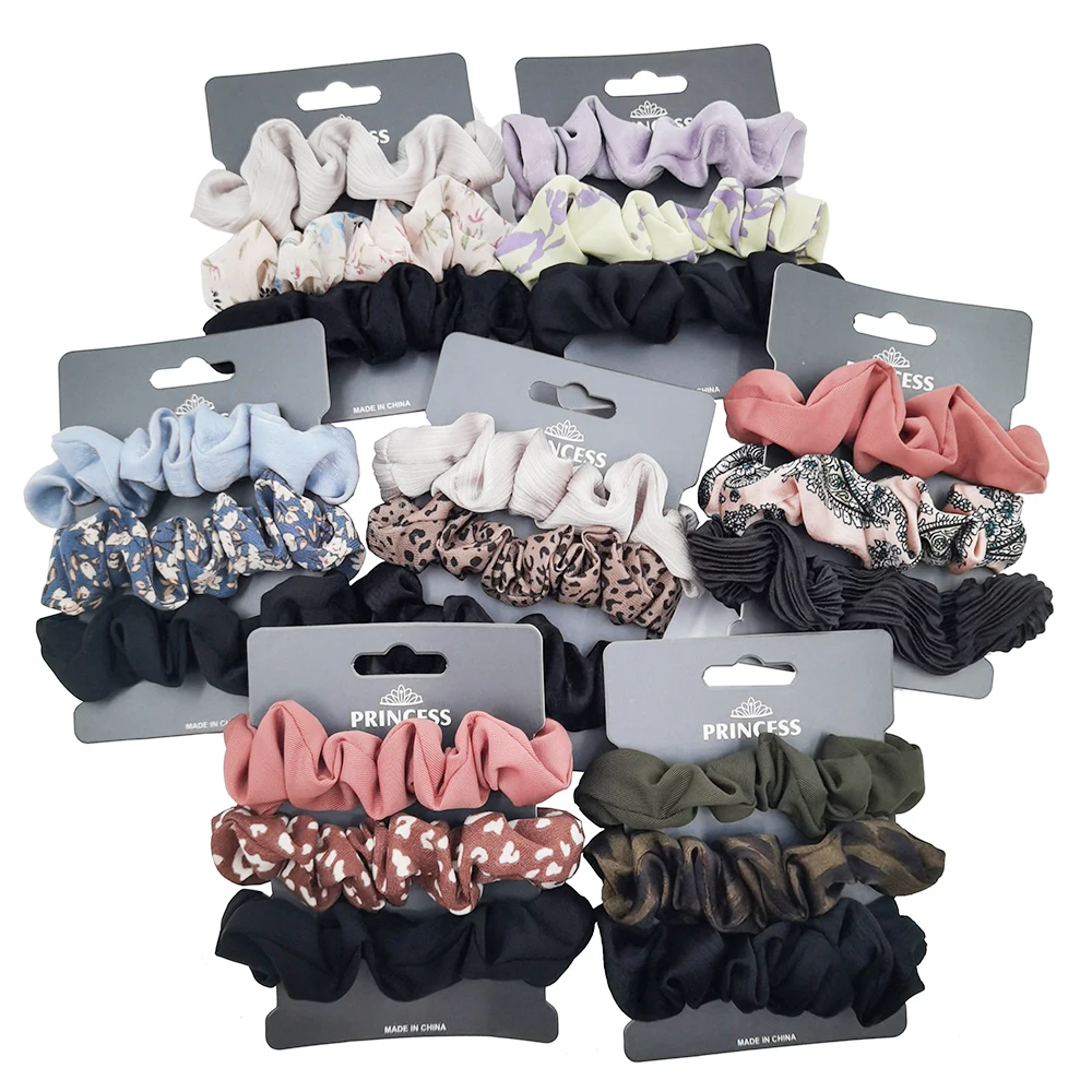 Top Trends: New 3PCS Silk Chiffon Print Hair Scrunchies Elastic Rubber Hair Bands Girls Women Ponytail Holder Hair Rope Ties Accessories Set Shoppable Styles