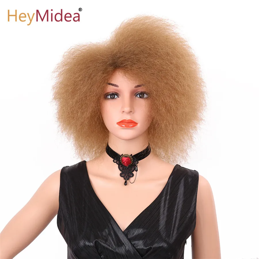 Top Trends: Afro Kinky Curly Wig For Black Women 6inch Short Curly Wigs Synthetic Wigs Heat Resistant African Curly Full Wigs HeyMidea Shoppable Styles