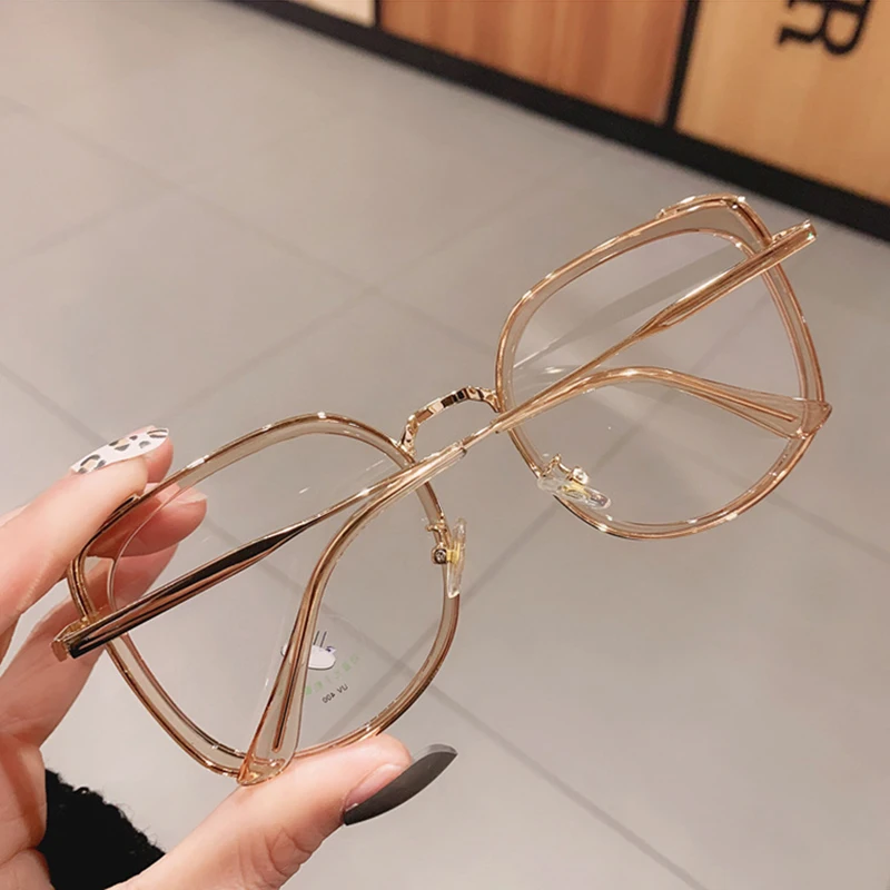 Top Trends: SO&EI Fashion Oversized Square Women Glasses Frame Vintage Clear Anti-Blu-Ray Eyewear Men Optical Pink Frame Computer Goggle Shoppable Styles - Image 6