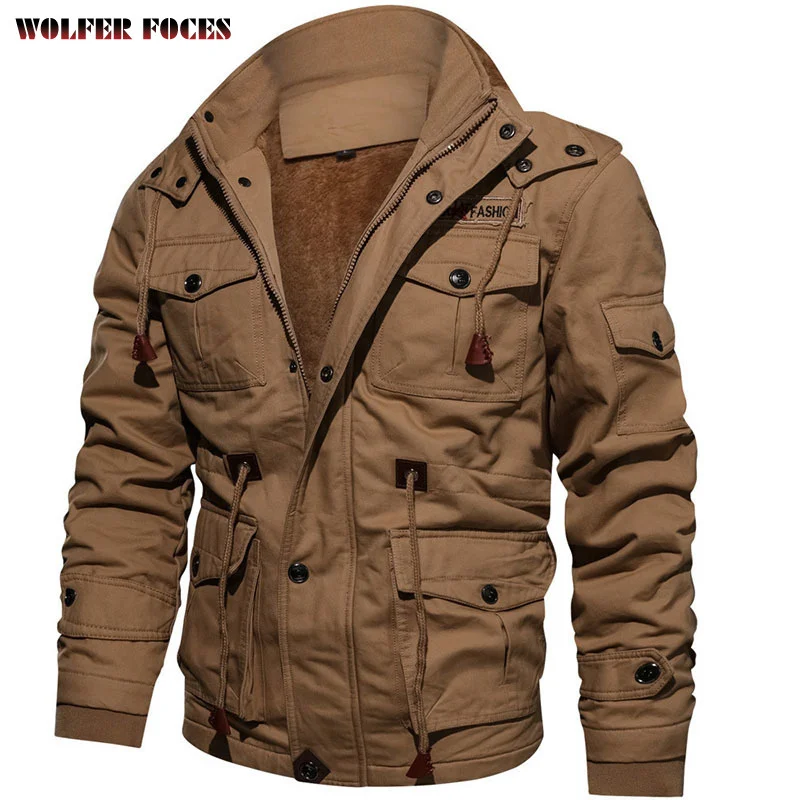 Top Trends: Winter Jackets Men&#039;s Hooded Plush Thickened Coat Autumn Large Tactical Cotton Medium And Long Work Clothes Bomber Tactical Coats Shoppable Styles