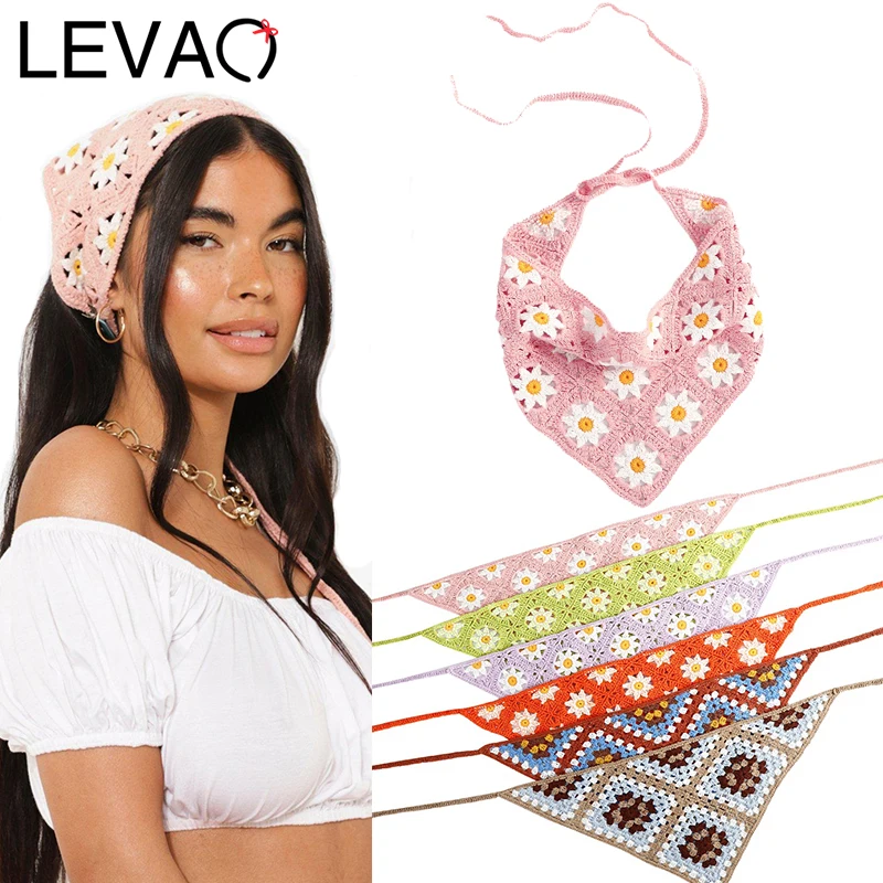 Top Trends: LEVAO Custom Triangle Scarf Headband Knitted Headband Handmade Hair Band Turban Bandana Headwrap For Hair Accessories 2021 Shoppable Styles