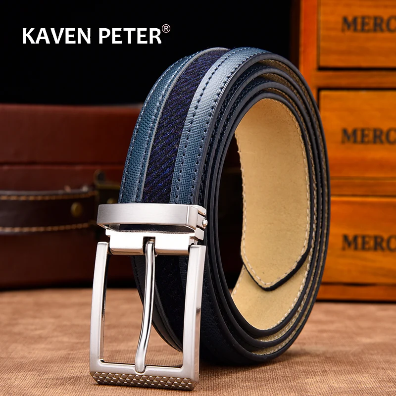 Top Trends: Leather Belt Mixed Canvas Male Strap High Quality Genuine Leather Luxury Pin Buckle Belts For Men Leisure New Fashion Shoppable Styles