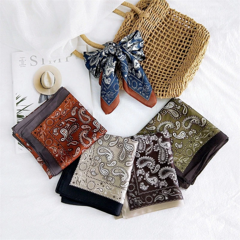 Top Trends: Women Scarf 70*70cm Fashion Satin Hair Scarf Women Handkerchief Printed Female Square Head Bandana Neck Muffler Hijab Lady Girl Shoppable Styles