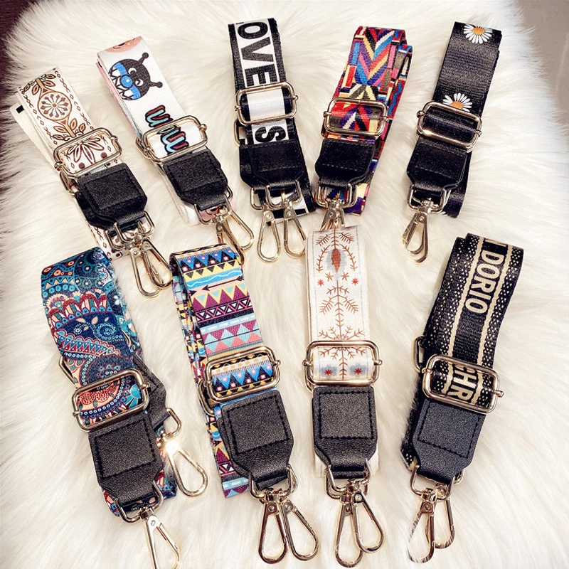 Top Trends: 138 Cm O Bag Handle Bag Strap For Women DIY Shoulder Rainbow Handbag Accessories Cross Body Messenger Nylon Belts Bag Straps Shoppable Styles