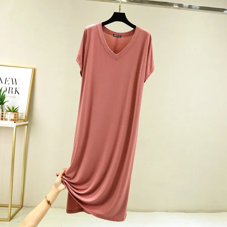 Top Trends: Fdfklak Korean Modal Sleepwear Women Night Shirt Comfortable Long Dress Sexy V Neck Nightgowns Female Lounge Wear Nightdress Shoppable Styles - Image 5