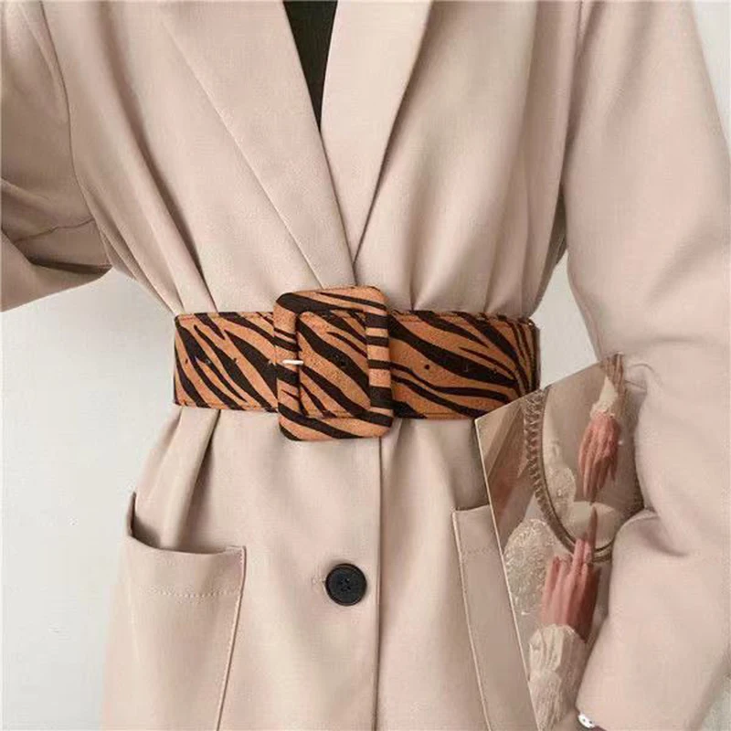 Top Trends: New Fashion Leopard Print Ladiees Wide Waistband Suede Square Buckle Round Buckle Belt All-Match Windbreaker Dress Accessories Shoppable Styles