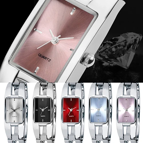 Top Trends: Women's Square Dial Changing Color Bracelet Bangle Quartz Fashion Wrist Watch Creative Wrist Watch Men Women Quartz Watch Shoppable Styles