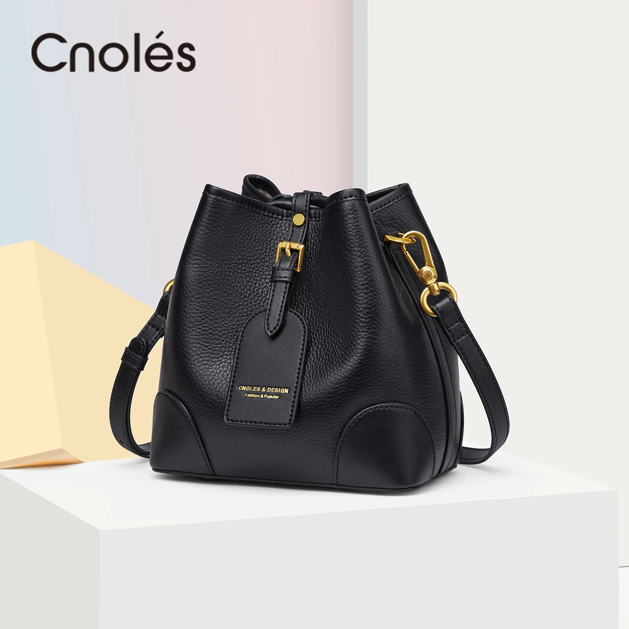 Top Trends: Cnoles New Female Bucket Bag Leather Crossbody Bags For Women Luxury Shoulder Bag Ladies Brand Designer Bag Shoppable Styles