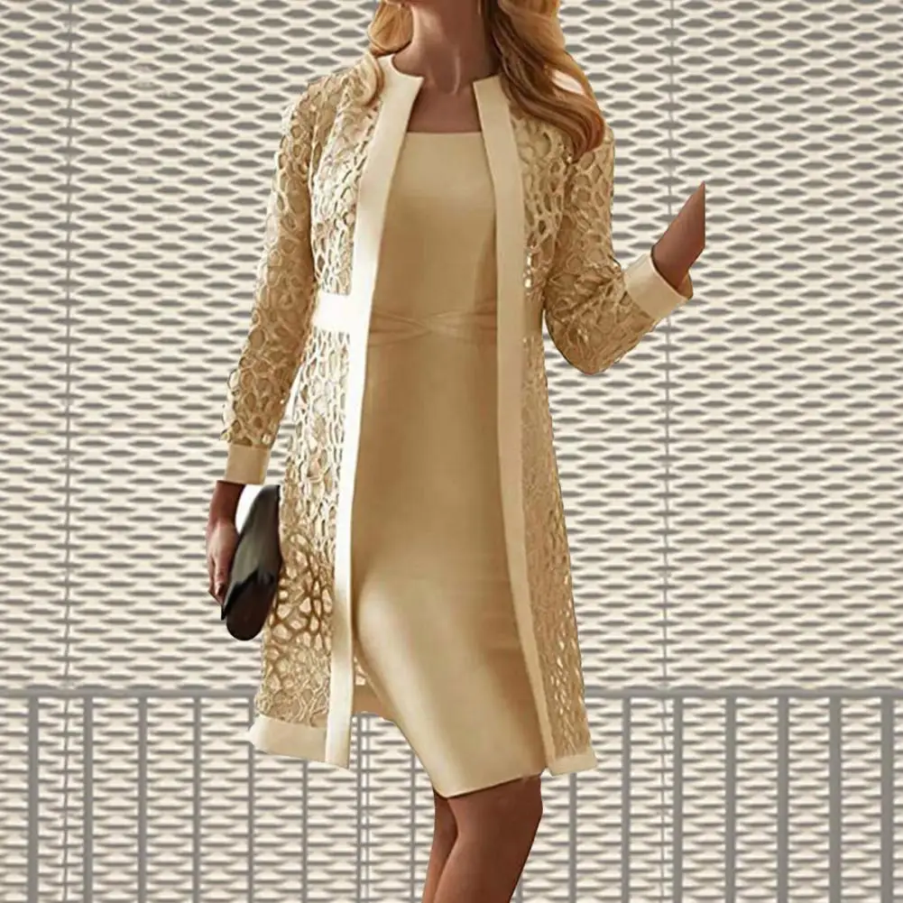 Top Trends: Elegant Women's Dress Sets 2022 Long Sleeve Lace Solid Color O Neck Party Dress Sets Clothing Women Two Piece Outfits 2022 Shoppable Styles - Image 5