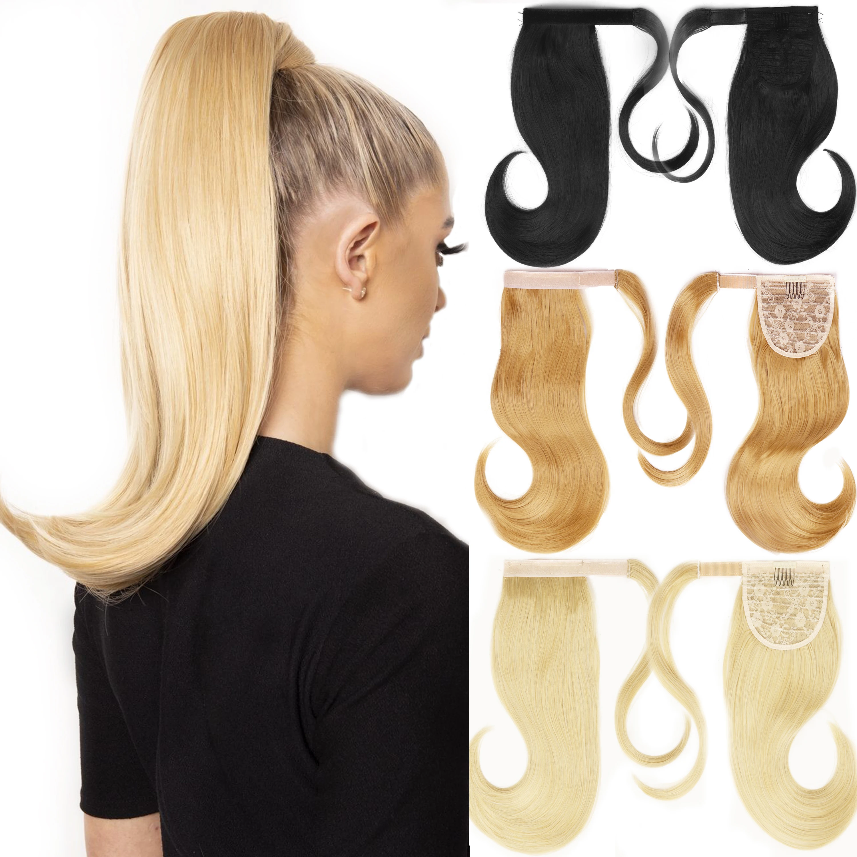 Top Trends: MERISIHAIR Synthetic Long Straight Wrap Around Clip In Ponytail Hair Extension Heat Resistant Pony Tail Fake Hair Shoppable Styles