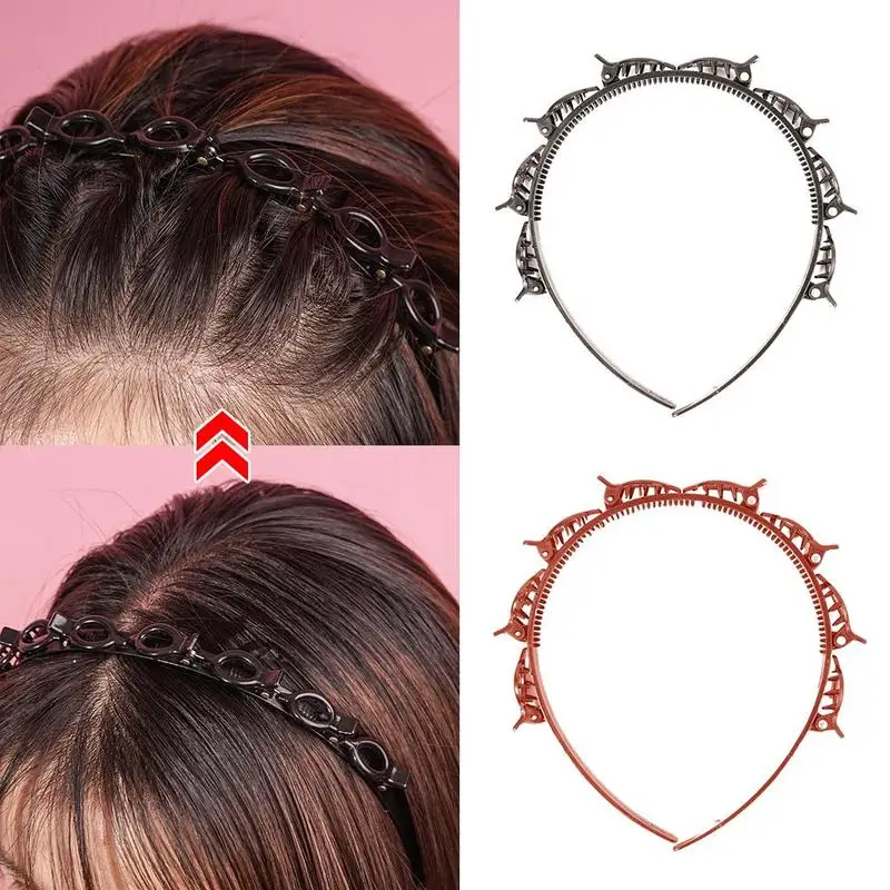 Top Trends: 1pcs Double Layer Bands Clip Hairbands Fashion Plastic Braided Headband Punk New Knitting Womens Headwear Hair Accessories Shoppable Styles - Image 5