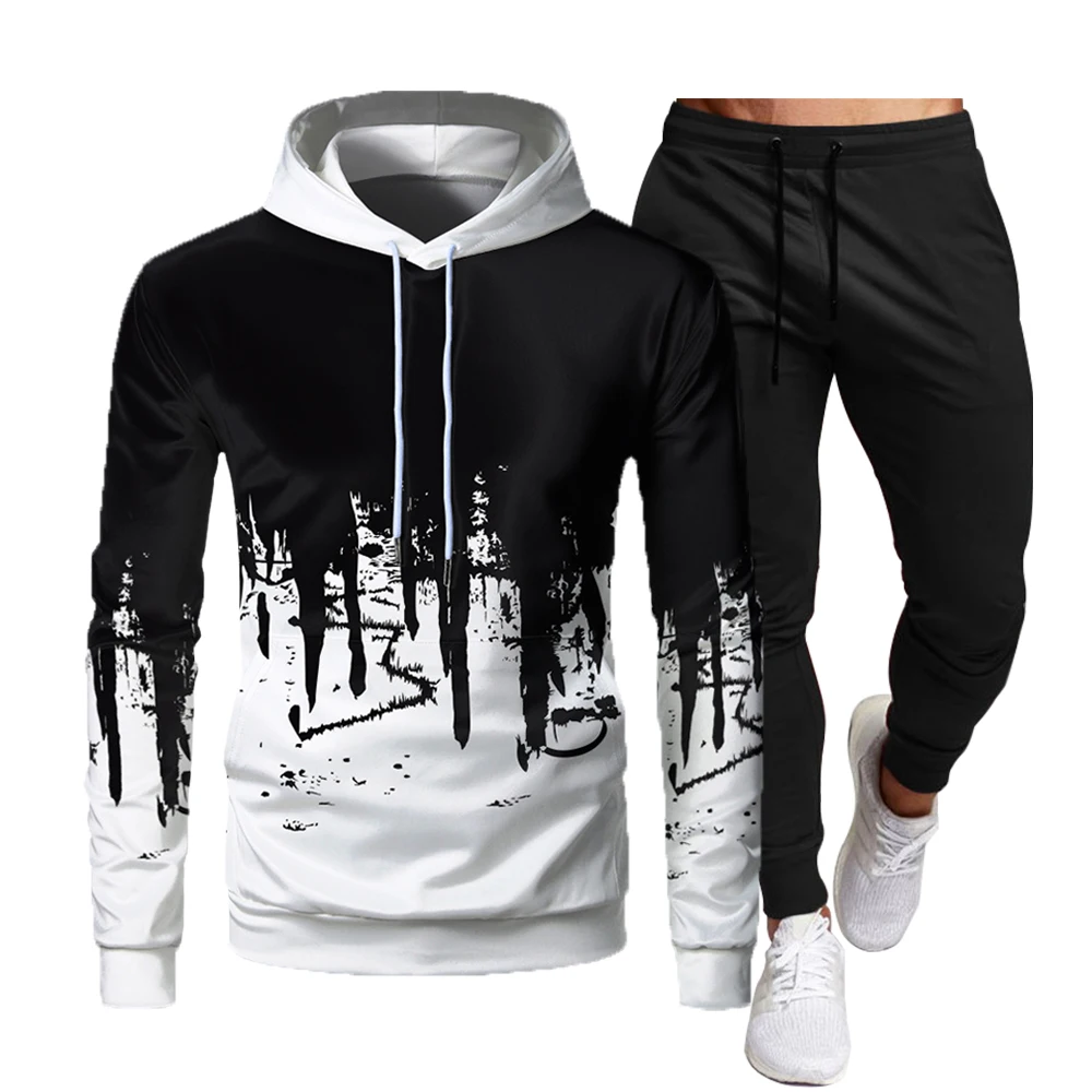 Top Trends: Men&#039;s Tracksuit ​Set Hoodie + Pants 2021 Autumn Winter Fleece Warm Sportwear Homme Streetwear Suit Men Clothing Shoppable Styles