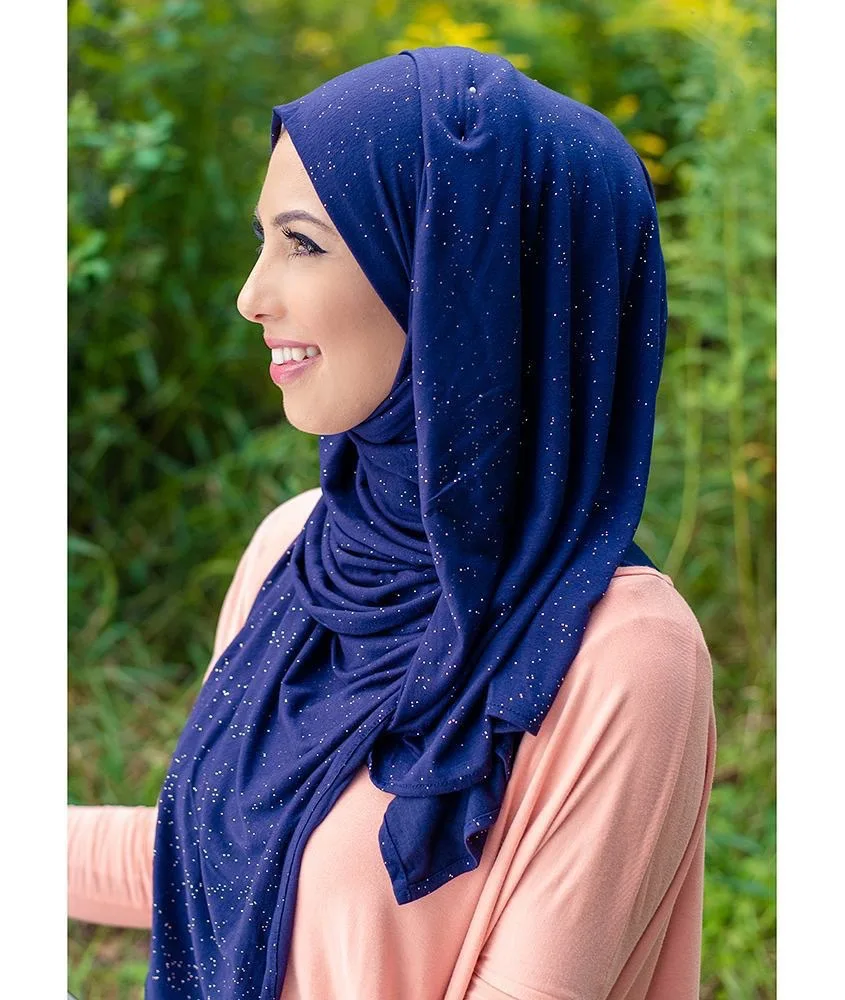 Top Trends: 2023 Women Glitter Stretchy Jersey Scarf Hijab Muslim Cotton Headscarf Turban Islamic Scarf Shawls Female Wrap Head Scarves Shoppable Styles