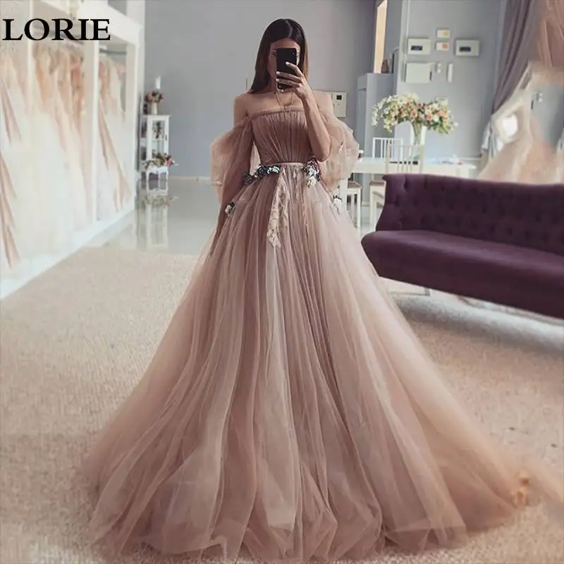 Top Trends: LORIE Dirty Pink Fairy Wedding Dresses 2021 Off The Shoulder Puff Sleeve Bride Dresses Flowers Wedding Gown Custom Made Shoppable Styles