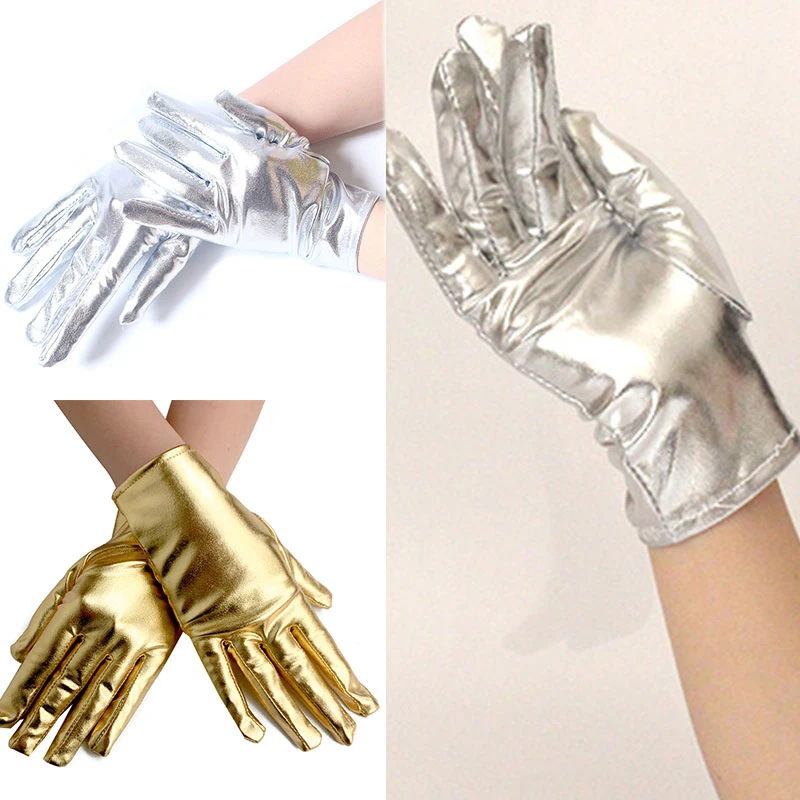 Top Trends: Unisex Gloves Sexy Etiquette Gloves Fake Leather Metallic Gloves Evening Party Performance Mittens Patent Leather Silver Gold Shoppable Styles - Image 2