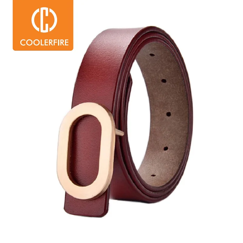 Top Trends: Women Belts Genuine Leather Designer&#039;s Famous Brand Fashion Alloy Ring Circle Gold Buckle Girl Jeans Dress Wild Belts LD033 Shoppable Styles