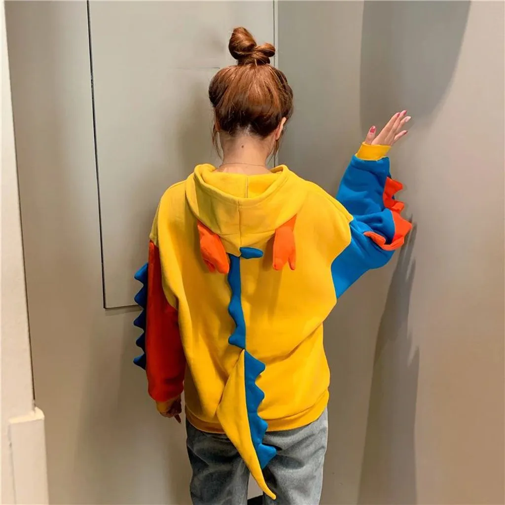 Top Trends: Women's Sweatshirts Hoodies Autumn Winter Sweet Cute Dinosaur Velvet Cashmere Hooded Hoodies Female Pullovers Jumper Moletom New Shoppable Styles