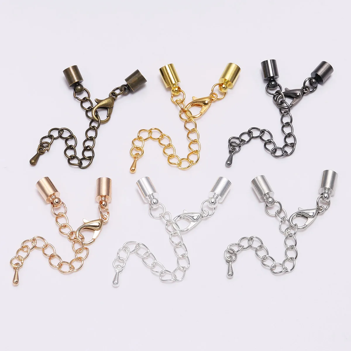 Top Trends: 10pcs / lot Tassel Leather Cord End Tip Caps Extending Chain Lobster Clasps Connectors For DIY Necklace Jewelry Making Findings Shoppable Styles