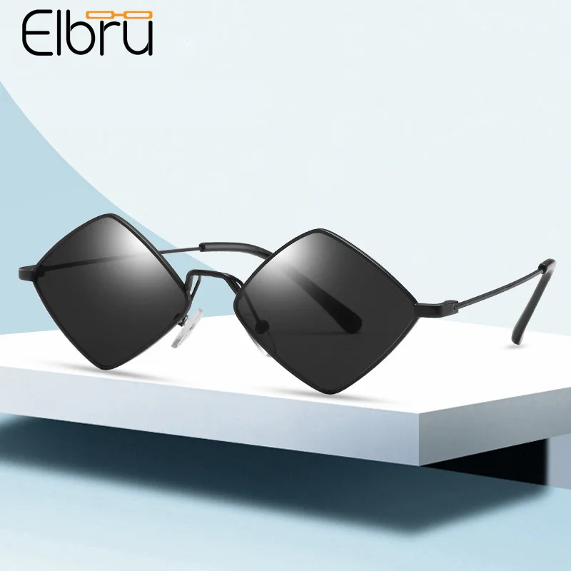 Top Trends: Elbru Retro Diamond Shaped Sunglasses Fashion Metal Irregular Sunshades Eyewear Male Female Colorful Lens Sun Spectacles Unisex Shoppable Styles