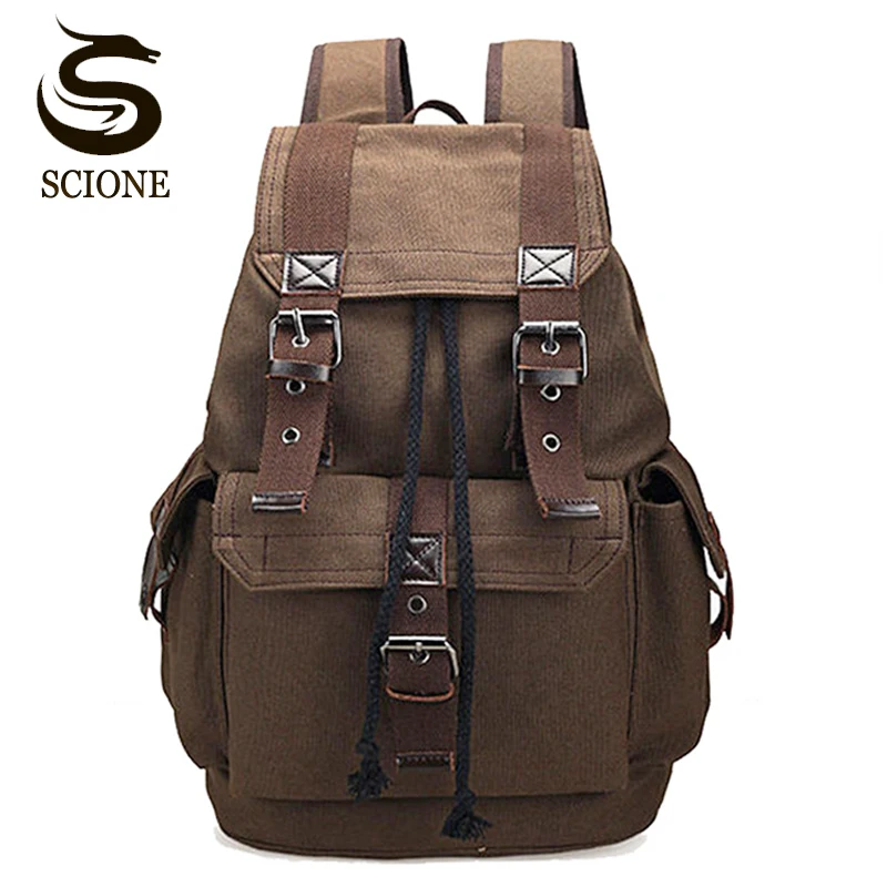 Top Trends: Scione Canvas Men&#039;s Backpack School Rucksack Men Drawstring Backpacks Women Travel Shoulder Bagpack Teenagers Laptop Back Pack Shoppable Styles