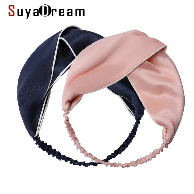 Top Trends: SuyaDream Headband For Woman 100% Real Silk Girls Hairband Solid Navy Pink Hair Accessories Shoppable Styles