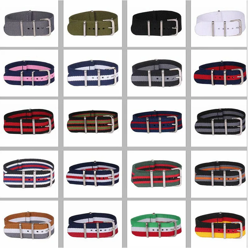 Top Trends: 16 / 18 / 20 / 22 / 24mm Cambos Stripes Strong Nato Fabric Nylon Watch Watchbands Woven Straps Bands Buckle Belt 24mm Shoppable Styles