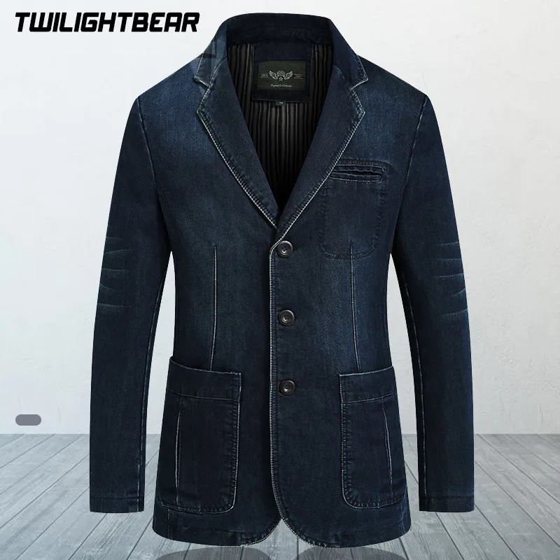 Top Trends: New Mens Denim Blazer Male Suit Oversized Fashion Cotton Vintage 4XL Male Blue Coat Denim Jacket Men Jeans Blazers BG2182 Shoppable Styles