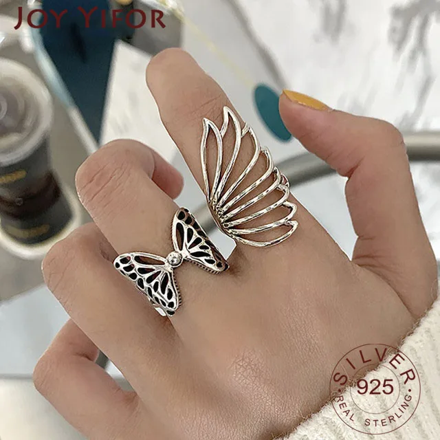 Top Trends: 925 Sterling Silver Party Rings New Fashion Creative Hollow Butterfly Wings Wedding Bride Jewelry Gifts For Women Shoppable Styles