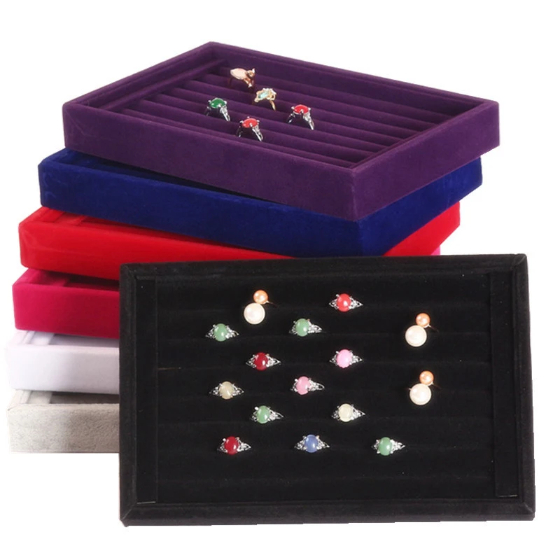 Top Trends: New Velvet Tray Show Case Box Organizer Holder Storage Display Earring Ring Necklace Jewelry Showcase Wholesale 2021 Shoppable Styles