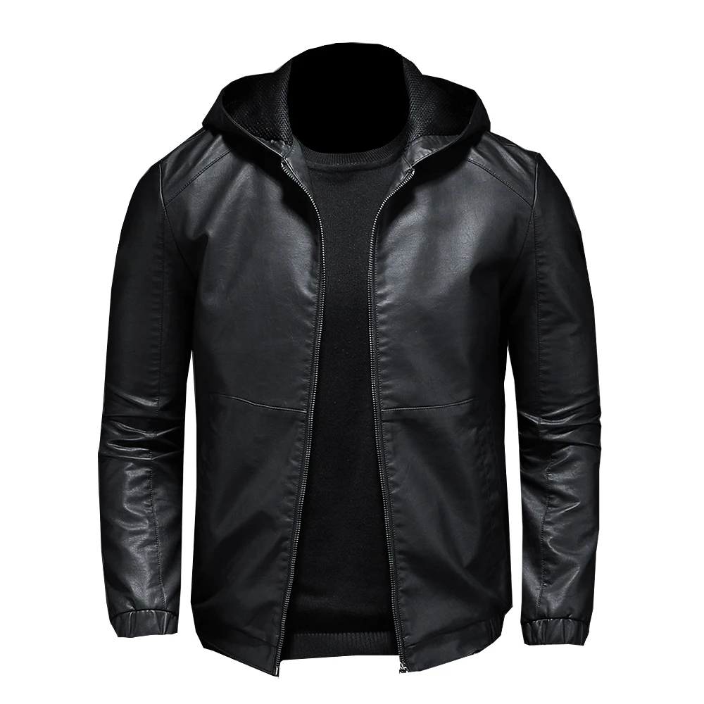 Top Trends: 2021 Casual Motorcycle PU Jacket Mens Winter Autumn Fashion Leather Jackets Male Slim Hooded Warm Outwear Fleece Clothing S-5XL Shoppable Styles