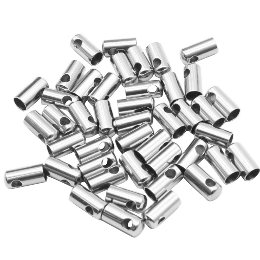 Top Trends: 20pcs Stainless Steel End Caps Crimp Clasps Connector Fit 0.6 , 0.9, 1.2, 1.8, 2.4, 3.2mm Sake Chain Necklace Jewelry Accessories Shoppable Styles - Image 3