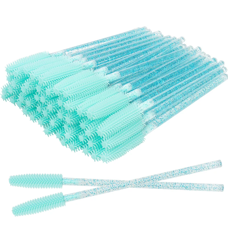 Top Trends: 50 Pcs Silicone Crystal Mascara Wands Applicator Disposable Diamond Eyelash Brushes Comb For Women Beauty Makeup Brush Tools Shoppable Styles