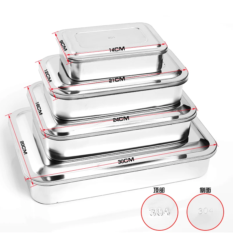 Top Trends: 304 Thick Stainless Steel Sterilization Tray Box Square Plate Without Hole Cover Surgical Instruments Shoppable Styles