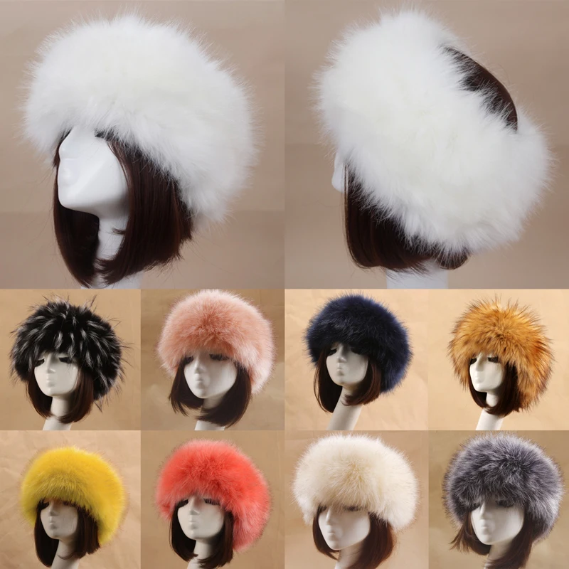 Top Trends: New Winter Thick Furry Hairband Fluffy Russian Faux Fur Women Girl Fur Headband Hat Winter Outdoor Earwarmer Ski Hats Hot Sale Shoppable Styles