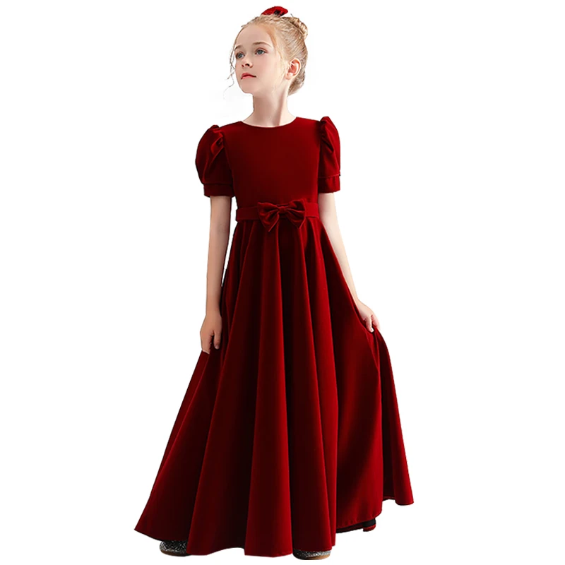 Top Trends: Dideyttawl Christmas Girls Dress Corduroy Elegant Long Princess Junior Concert Dress Party Pageant Bow Formal Birthday Gown Shoppable Styles