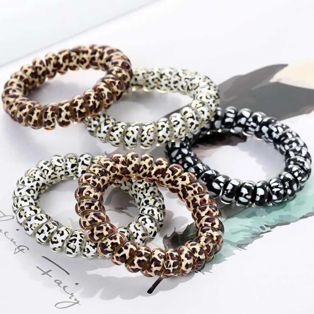 Top Trends: 1PCS Leopard Hair Scrunchie Elastic Hair Bands Circle Spiral Hair Ties Women Girls Headwear Ponytail Holder Hair Accessories Shoppable Styles